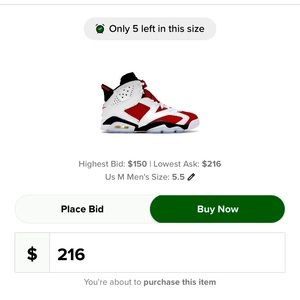 Jordan 6 “carmines” ❤️‍🩹💨 Size 5Y 9.5/10 condition•worn 3 times . Authentic